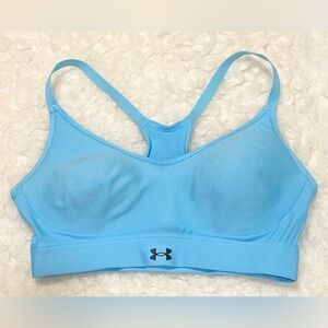 Under Armour Womens S Solid Blue Fitted Sports Bra Athletic Activewear Classic